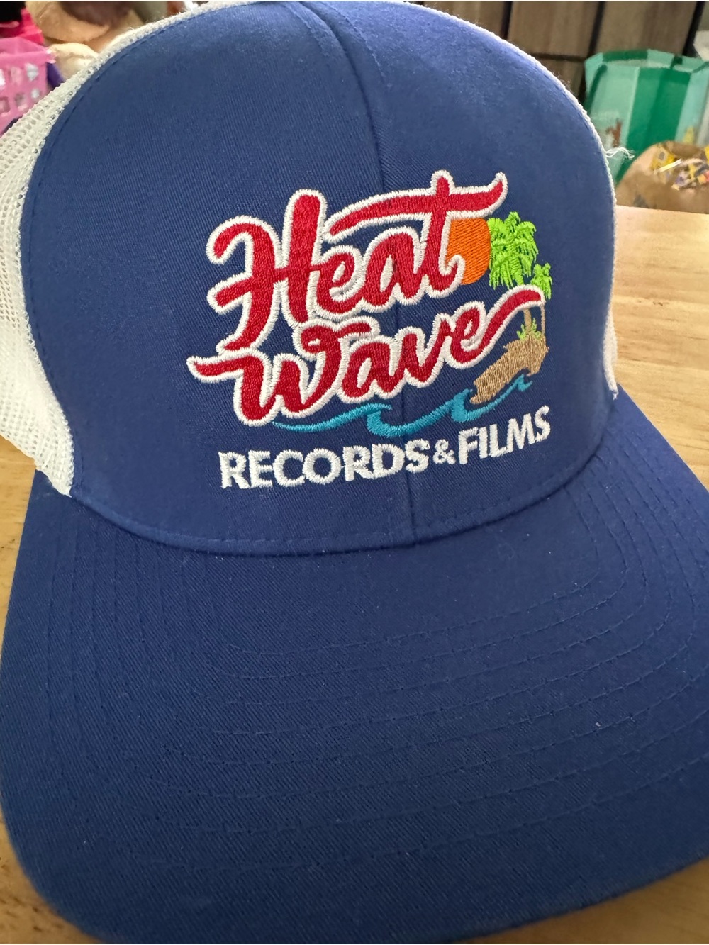 Heat Wave Records & Films Trucker Hat - Blue with Multicolor Embroidery